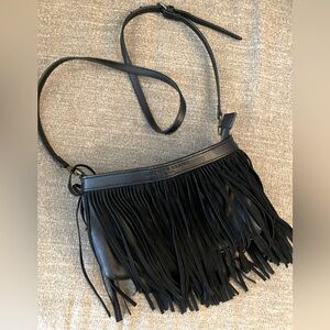 Lucky Brand Black Fringe Leather Crossbody Bag